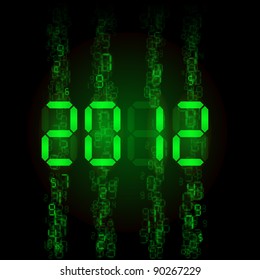 Set of digital numbers - twenty twelve. Illustration for design