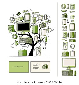 Set of digital office devices. Sketch for your design