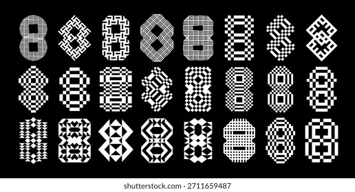 Conjunto de píxel digital abstracto número 8 logo