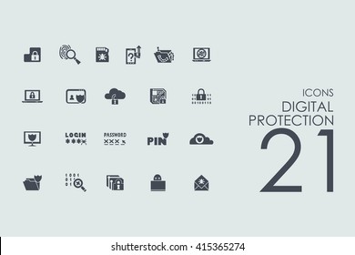 Set of digital protection icons