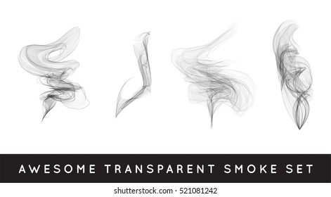 Set of digital realistic smoke vector illustration