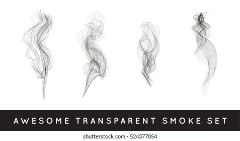 Set of digital realistic smoke vector illustration