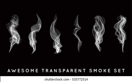 Set of digital realistic smoke vector illustration