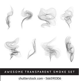 Set of digital realistic smoke vector illustration