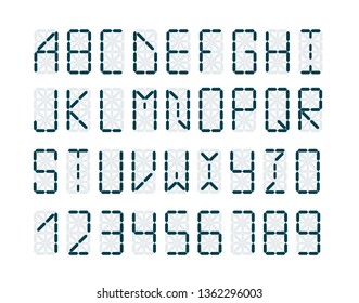 Set of digital retro clock font with numbers Isolated on white