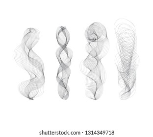 Set of digital smoke vector illustration on white background.