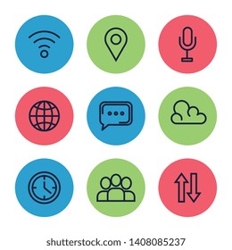 set of digital social app media technology