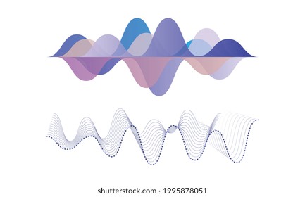 Set of Digital Sound Wave, Audio Equalizer Technology Vector Illustration