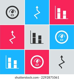Set Digital speed meter, Arrow and Graph, chart, diagram icon. Vector