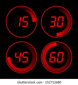 Set of digital stopwatches. electronic timers