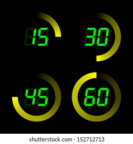 Set of digital stopwatches. electronic timers