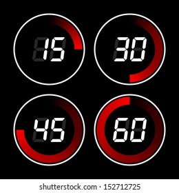Set of digital stopwatches. electronic timers