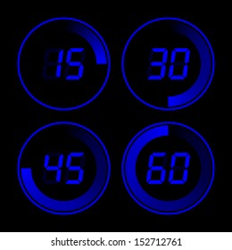 Set of digital stopwatches. electronic timers