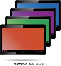 Set of digital tablets with color screen. Vector illustration