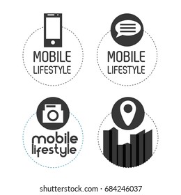 set digital technology apps icons