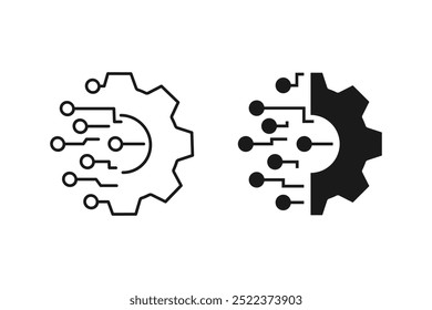 Set of Digital technology gear icon concept isolated on white background. Vector illustration
