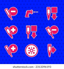 Set Digital thermometer, Snowflake, Medical,  and  icon. Vector