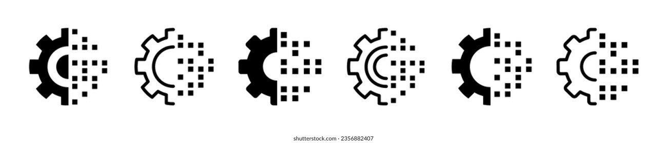 Set von digitalen Transformations-Vektorsymbol. Digitalisierung von Daten. Technik-Fanggerät. Vektor 10 EPS.