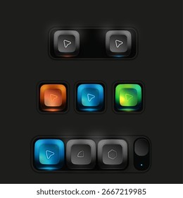 Conjunto de botões digitais da interface do usuário e da Web