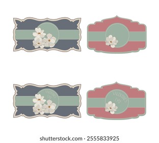 Set of digital Valentine's labels, frames and labels, vintage style. Suitable for decoration of cosmetics, pharmacy products. Vector illustration. Labales for children goods, cakes and much more.	
