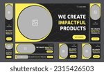 Set of digital web banner template design for soical media posts, creative agency web banner template, fully customizable vector eps 10 file format