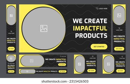 Set of digital web banner template design for soical media posts, creative agency web banner template, fully customizable vector eps 10 file format