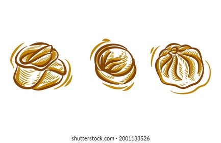 Set of Dim Sum Hand Drawing Illustration doodle for branding logo background element