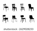 Set of dining chair silhouette vector designs