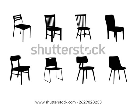 Set of dining chair silhouette vector designs