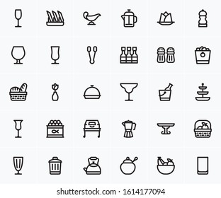 set of dinner item icons Vetor