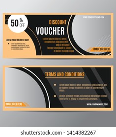 set of dinner voucher template, horizon header banner with dark concept