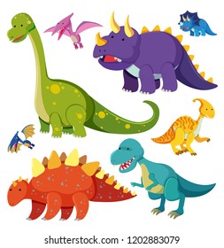 Set Of Dinosaur Character Illustration