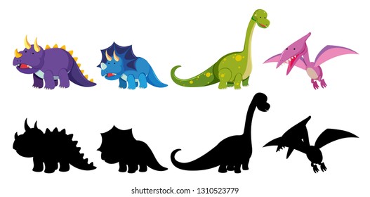 Set of dinosaur character illustration