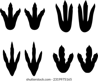 Set of Dinosaur Footprint Silhouette