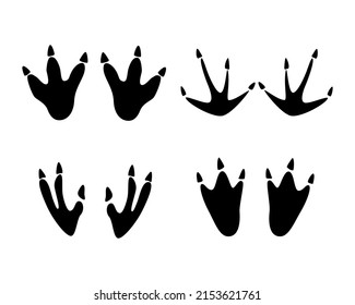 Set of Dinosaur footprint   vector icon black color isolated on white background.