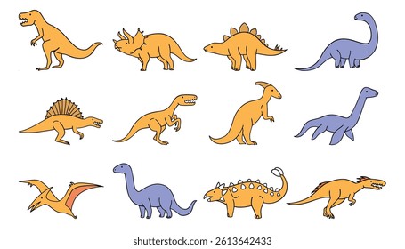 Set of Dinosaur Illustration in Children Style