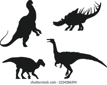 Set of Dinosaur isolated vector Silhouettes