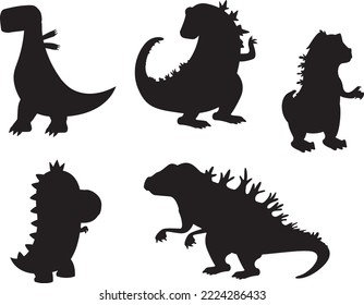 Set of Dinosaur isolated vector Silhouettes