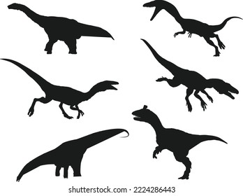 Set of Dinosaur isolated vector Silhouettes