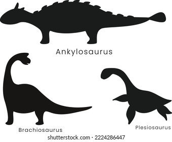 Set of Dinosaur isolated vector Silhouettes