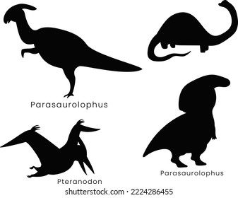 Set of Dinosaur isolated vector Silhouettes