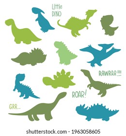 Set Dinosaur Silhouette Cartoon Vector Monsters Stock Vector (Royalty ...