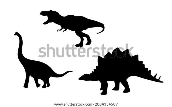 Set Dinosaur Silhouette On White Backgroundflat Stock Vector (Royalty ...