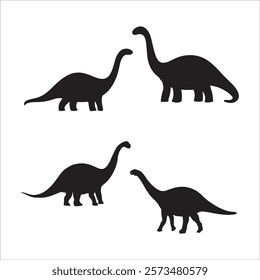 set of dinosaur silhouette vector