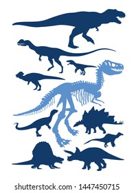 set dinosaur silhouette vector illustration