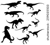 Set of the Dinosaur Silhouette - Vector Image