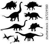 Set of the Dinosaur Silhouette - Vector Image