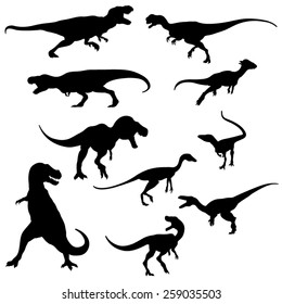 Set of the Dinosaur Silhouette - Vector Image