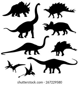 Set of the Dinosaur Silhouette - Vector Image