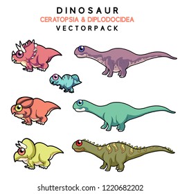 Set of Dinosaur vector pack cute cartoon